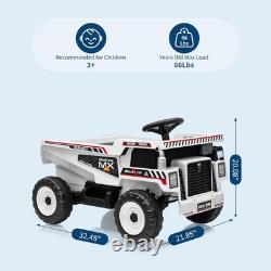 12V Kids Toy Car Electric Dump Bed Construction Vehicles with Remote Control White