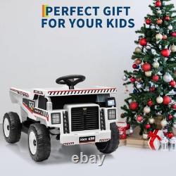12V Kids Toy Car Electric Dump Bed Construction Vehicles with Remote Control White