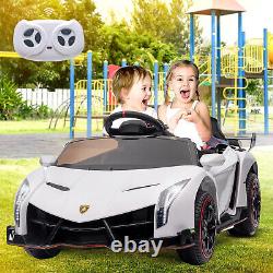 12V Licensed Lamborghini Kids Ride On Car 2-Seater Electrical Vehicle White Toy