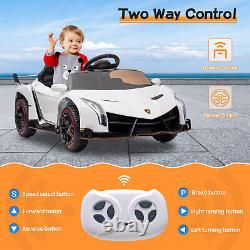 12V Licensed Lamborghini Kids Ride On Car 2-Seater Electrical Vehicle White Toy