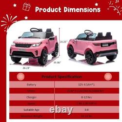 12V Ride On Toy Electric Car for Kids Electric Vehicle with Remote Control Pink