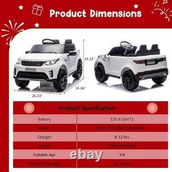 12V Ride On Toy Electric Car for Kids Electric Vehicle with Remote Control White