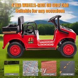 12V Ride on Toy Golf Cart for Kids Electric Car Vehicle with Roof Remote Control