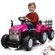 12v Ride On Tractor With Trailer Electric Car Vehicle Toy With Remote Control Pink