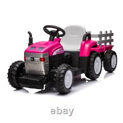 12V Ride on Tractor with Trailer Electric Car Vehicle Toy with Remote Control Pink