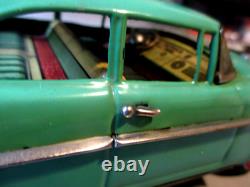 1950's Ford 2-dr Coupe- Tin Friction Car- Asahi- Japan-9 Exc Vintage Toy