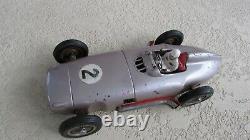 1950's JNF Mercedes Silver Arrow W 196 Battery Op 13 in tin toy race car driver