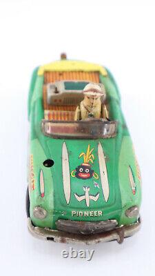 1950's Japan Sanchin Tin Battery Op Multi-Action Jungle Benz Car