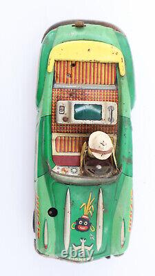 1950's Japan Sanchin Tin Battery Op Multi-Action Jungle Benz Car