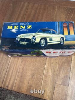 1950s Battery Op Mercedes Benz 300 SL convertible Japanese tin litho toy car