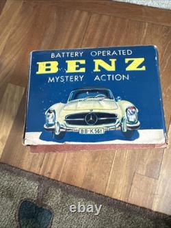1950s Battery Op Mercedes Benz 300 SL convertible Japanese tin litho toy car