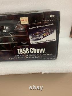 1958 Chevy American Muscle RATS Diecast 118 Car Black with Red Interior