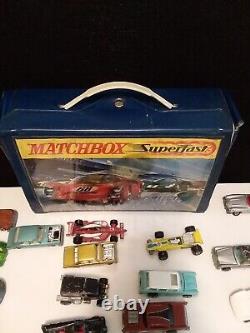 1970 Matchbox Superfast MINI CASE 19 cars some Hot Wheels Superfast & a Redline