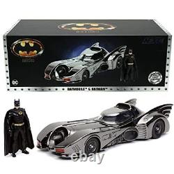 1989 Movie Batmobile Black Chrome Finish 124 Scale Die-Cast Metal Vehicle wi