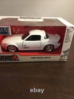 1990 White Mazda Miata JDM Tuners Jada Toys 1/32 Scale Diecast Car Rare HTF