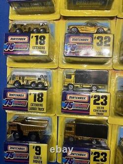 1997 Matchbox 75 Challenge Gold Diecast Car Lot of 27 Assorted Vehicles NIP