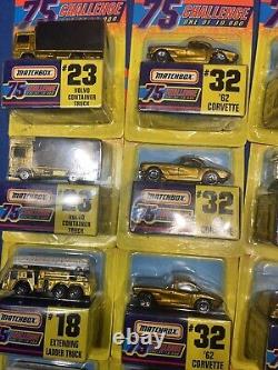 1997 Matchbox 75 Challenge Gold Diecast Car Lot of 27 Assorted Vehicles NIP