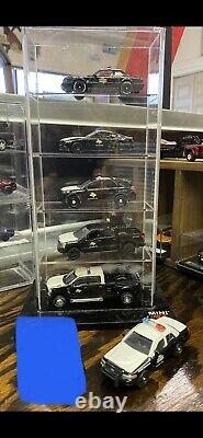 1/64 Ford Police, Texas State Trooper, Lot Of 6 Vehicles & 5 Car Display Case
