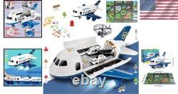 20-in-1 Kids Transport Vehicle Set with Police Airplane, Cars & Play Mat