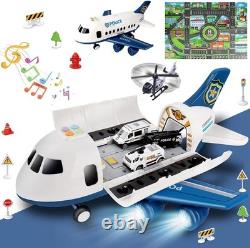 20-in-1 Kids Transport Vehicle Set with Police Airplane, Cars & Play Mat