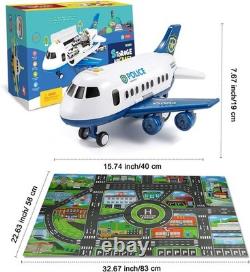 20-in-1 Kids Transport Vehicle Set with Police Airplane, Cars & Play Mat