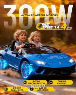 24V 2 Seater Kids Ride on Car Compatible for Lamborghini, Blue Electric 4WD, w