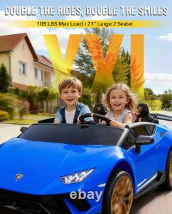 24V 2 Seater Kids Ride on Car Compatible for Lamborghini, Blue Electric 4WD, w