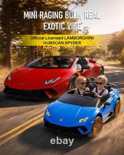 24V 2 Seater Kids Ride on Car Compatible for Lamborghini, Blue Electric 4WD, w