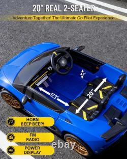24V 2 Seater Kids Ride on Car Compatible for Lamborghini, Blue Electric 4WD, w