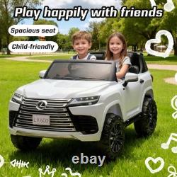 24V Kids Ride On Car Licensed LEXUS LX600 SUV withRemote, Dual 55W Motors, White