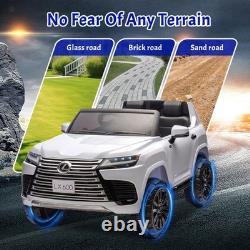 24V Kids Ride On Car Licensed LEXUS LX600 SUV withRemote, Dual 55W Motors, White
