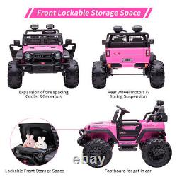 24V Kids Ride On Car Truck Jeep 2 Wide Seats Electric Vehicle withRC Front Storage