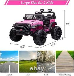 24V Kids Ride On Car Truck Jeep 2 Wide Seats Electric Vehicle withRC Front Storage