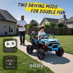 24V Kids Ride On UTV Off-Road Car 4 Wheeler Electric Vehicle Toy with Remote Blue