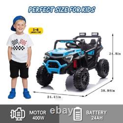 24V Kids Ride On UTV Off-Road Car 4 Wheeler Electric Vehicle Toy with Remote Blue
