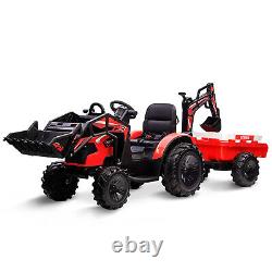 24V Kids Ride on Tractor Toys Electric Car Excavator Bulldozer with Trailer