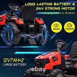 24V Kids Ride on Tractor Toys Electric Car Excavator Bulldozer with Trailer