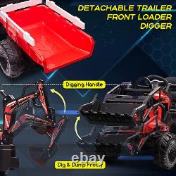 24V Kids Ride on Tractor Toys Electric Car Excavator Bulldozer with Trailer
