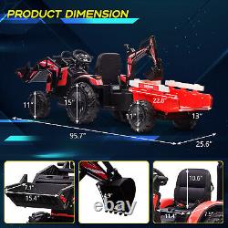 24V Kids Ride on Tractor Toys Electric Car Excavator Bulldozer with Trailer