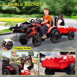 24V Kids Ride on Tractor Toys Electric Car Excavator Bulldozer with Trailer