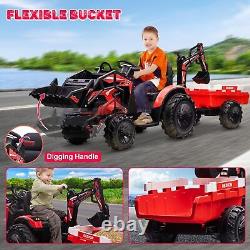24V Kids Ride on Tractor with Trailer Excavator Electric Vehicle Ride on Toy Car