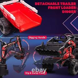 24V Kids Ride on Tractor with Trailer Excavator Electric Vehicle Ride on Toy Car