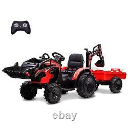 24V Kids Ride on Tractor with Trailer Excavator Electric Vehicle Ride on Toy Car