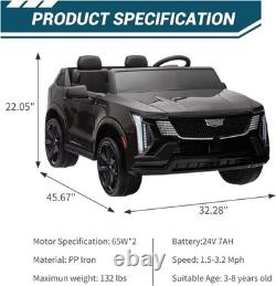 24V Licensed Cadillac Ride on Truck Car for Kids 2 Seater Electric Vehicle Black
