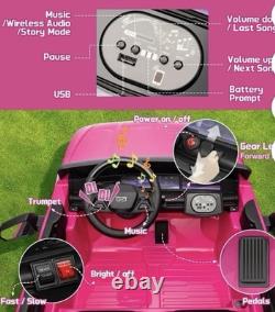24V Licensed Cadillac Ride on Truck Car for Kids 2 Seater Electric Vehicle Pink