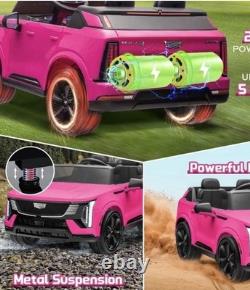 24V Licensed Cadillac Ride on Truck Car for Kids 2 Seater Electric Vehicle Pink