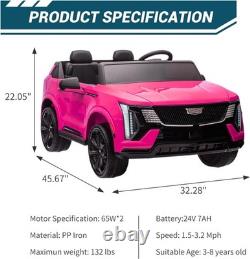 24V Licensed Cadillac Ride on Truck Car for Kids 2 Seater Electric Vehicle Pink