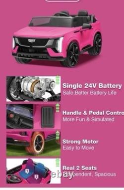 24V Licensed Cadillac Ride on Truck Car for Kids 2 Seater Electric Vehicle Pink