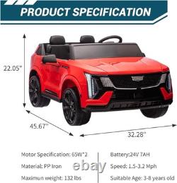 24V Licensed Cadillac Ride on Truck Car for Kids 2 Seater Electric Vehicle Red