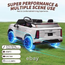 24V Licensed Cadillac Ride on Truck Car for Kids 2 Seater Electric Vehicle White